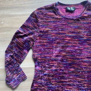 YL by Yair Purple thin stripe velvet long sleeve